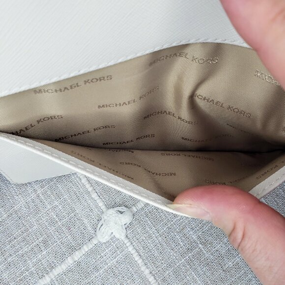 MICHAEL Michael Kors Jet Set Checkbook Wallet - White MK Logo Leather - Picture 11 of 17